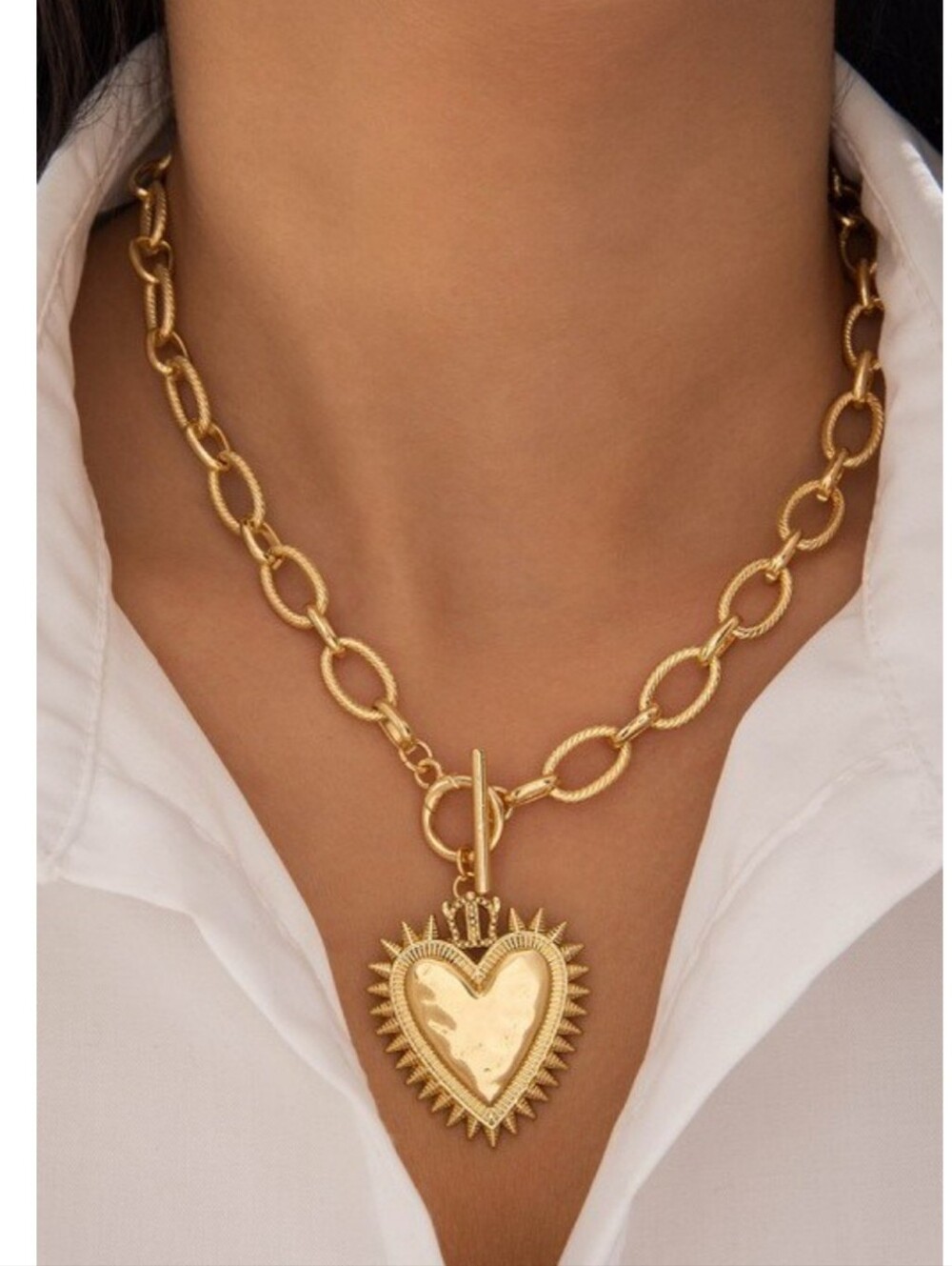 PB #24 Gold Heart Pendant Chain Necklace